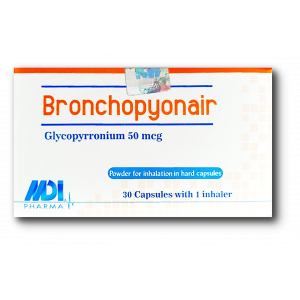BRONCHOPYONAIR 50 MCG ( GLYCOPYRRONIUM ) 30 CAPSULES FOR INHALATION + INHALER